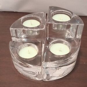 Elegant Candle Holders Set 4 With Beaitiful Detsils  Orrefor sweden heavy glass